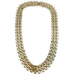 Vintage Thick Goldtone Metal Chain Collar Necklace Retro Rich Boss Lady 1990's
